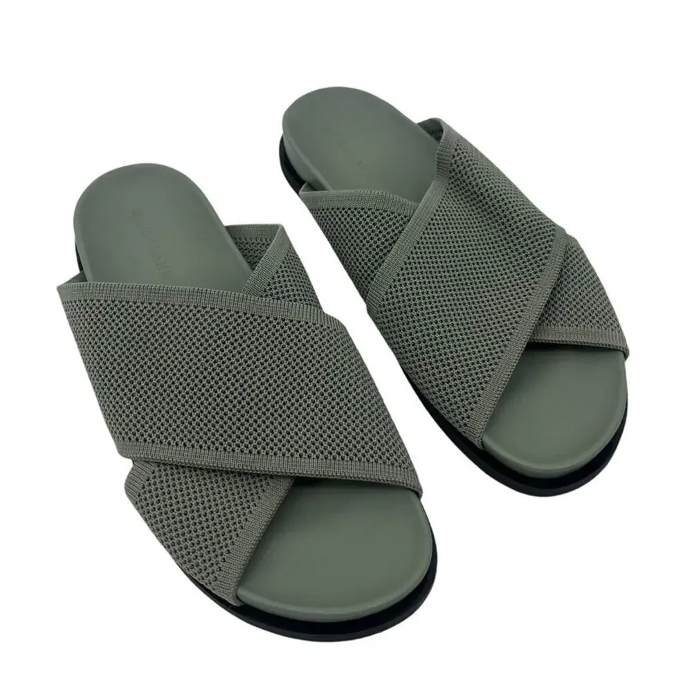 EVERLANE The ReKnit City Flatform Sandal Seagrass Green Crossover Strap 5 NEW - Picture 8 of 12
